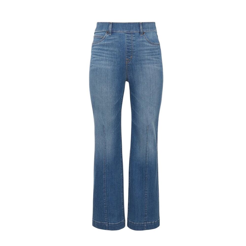 SPANX High Rise Seamed Front Wide Leg Blue Jeans Jeggings Pants Size XL Comfy